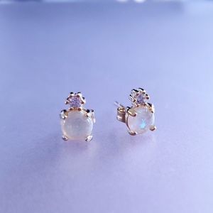 White Opal Stud Earrings